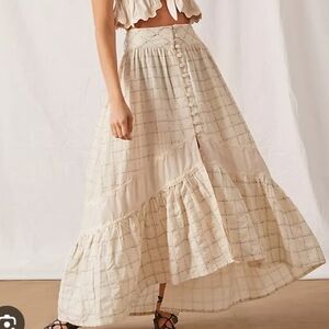 RAISSA A-Line Button Front Midi Skirt